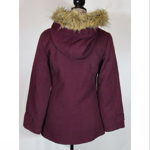 Steve Madden Wool Look, Basket Weave Hooded Winter Jacket, 14-16 Girls - Picture 5 of 8